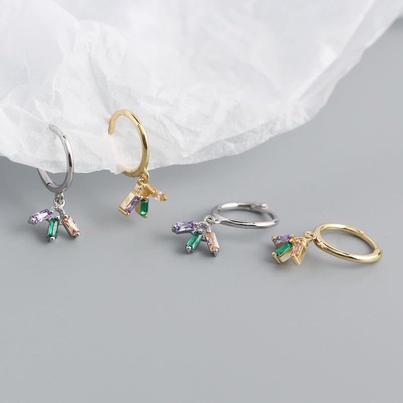 Fashion Colorful CZ Flower 925 Sterling Silver Hoop Earrings - KIAHMILLA