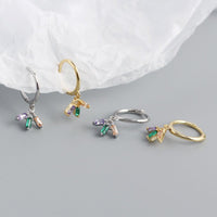 Fashion Colorful CZ Flower 925 Sterling Silver Hoop Earrings - KIAHMILLA