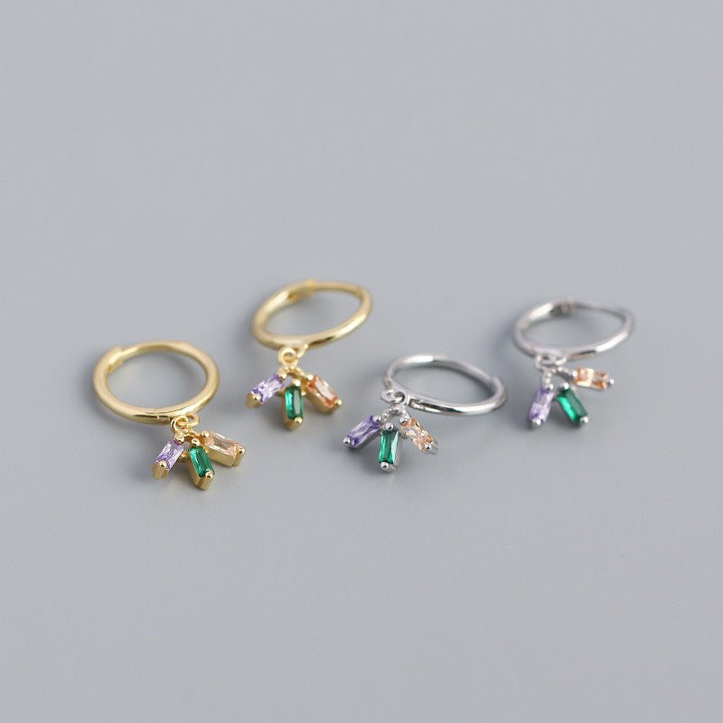 Fashion Colorful CZ Flower 925 Sterling Silver Hoop Earrings - KIAHMILLA