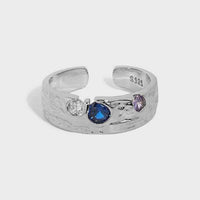 Fashion Colorful Irregular CZ 925 Sterling Silver Adjustable Ring - KIAHMILLA