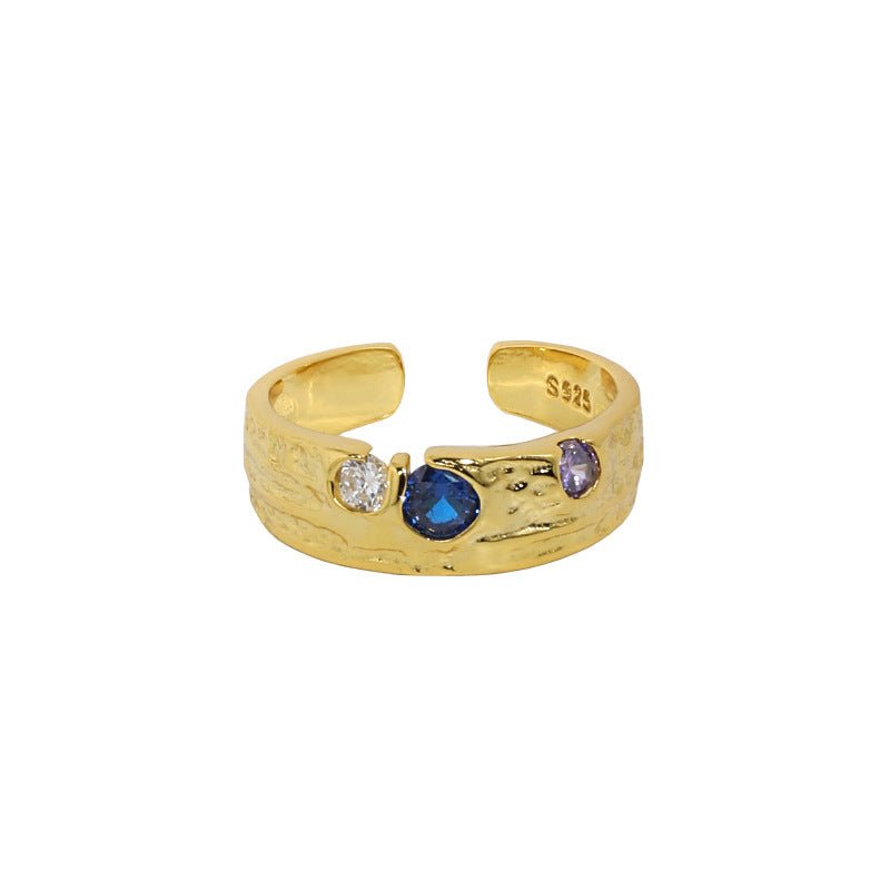 Fashion Colorful Irregular CZ 925 Sterling Silver Adjustable Ring - KIAHMILLA
