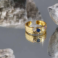 Fashion Colorful Irregular CZ 925 Sterling Silver Adjustable Ring - KIAHMILLA