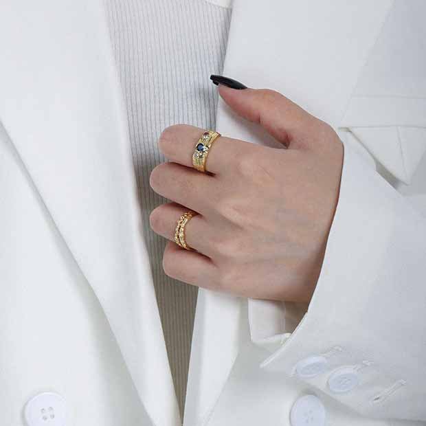 Fashion Colorful Irregular CZ 925 Sterling Silver Adjustable Ring - KIAHMILLA