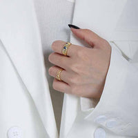 Fashion Colorful Irregular CZ 925 Sterling Silver Adjustable Ring - KIAHMILLA