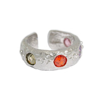 Fashion Colorful Round CZ 925 Sterling Silver Adjustable Ring - KIAHMILLA