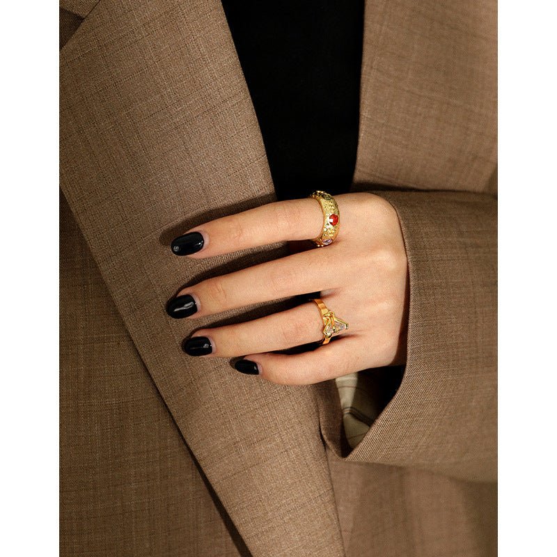 Fashion Colorful Round CZ 925 Sterling Silver Adjustable Ring - KIAHMILLA