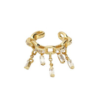 Fashion CZ Hollow Chain Tassels 925 Sterling Silver Non-Pierced Earring(Single) - KIAHMILLA