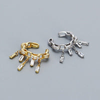 Fashion CZ Hollow Chain Tassels 925 Sterling Silver Non-Pierced Earring(Single) - KIAHMILLA
