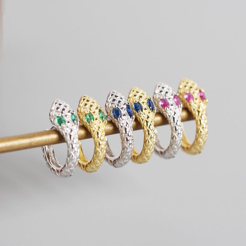 Fashion CZ Snake 925 Sterling Silver Hoop Earrings - KIAHMILLA