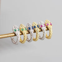 Fashion CZ Snake 925 Sterling Silver Hoop Earrings - KIAHMILLA