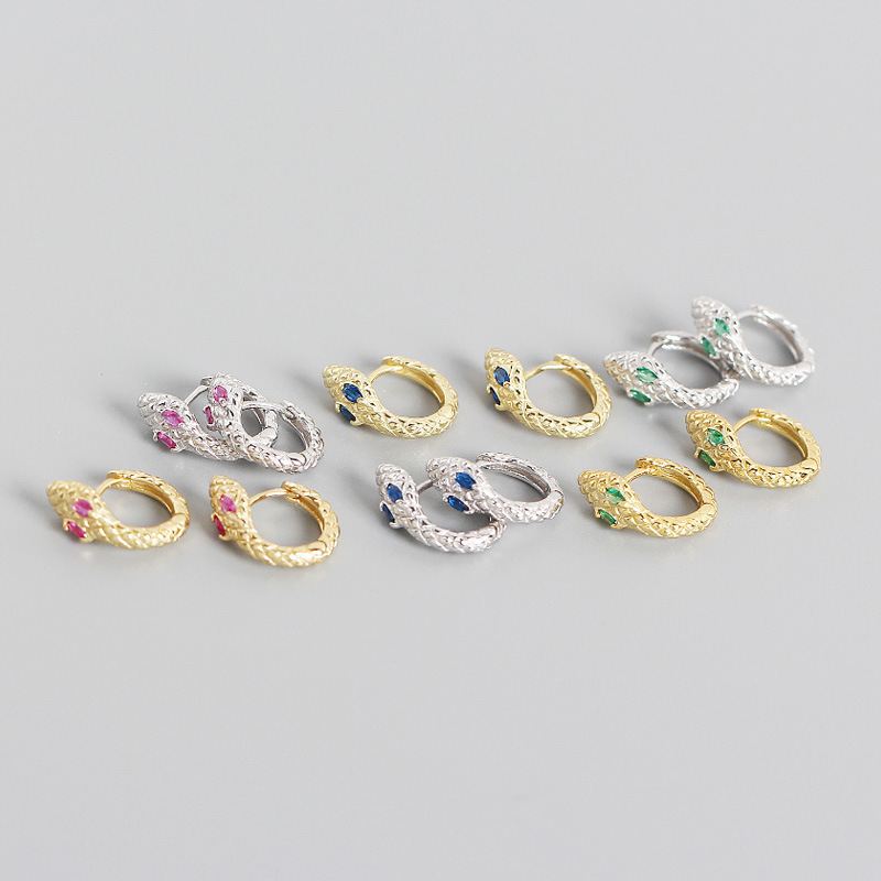 Fashion CZ Snake 925 Sterling Silver Hoop Earrings - KIAHMILLA