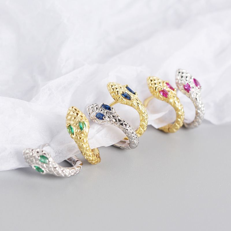 Fashion CZ Snake 925 Sterling Silver Hoop Earrings - KIAHMILLA