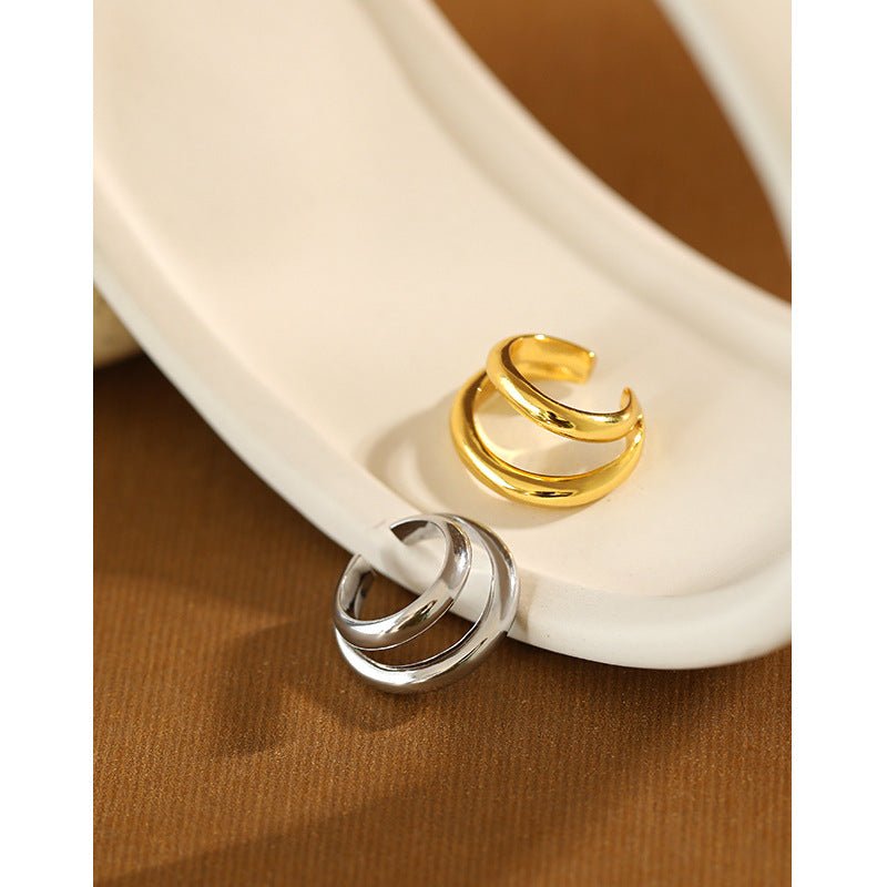 Fashion Double Layer Circle 925 Sterling Silver Non-Pierced Earring(Single) - KIAHMILLA