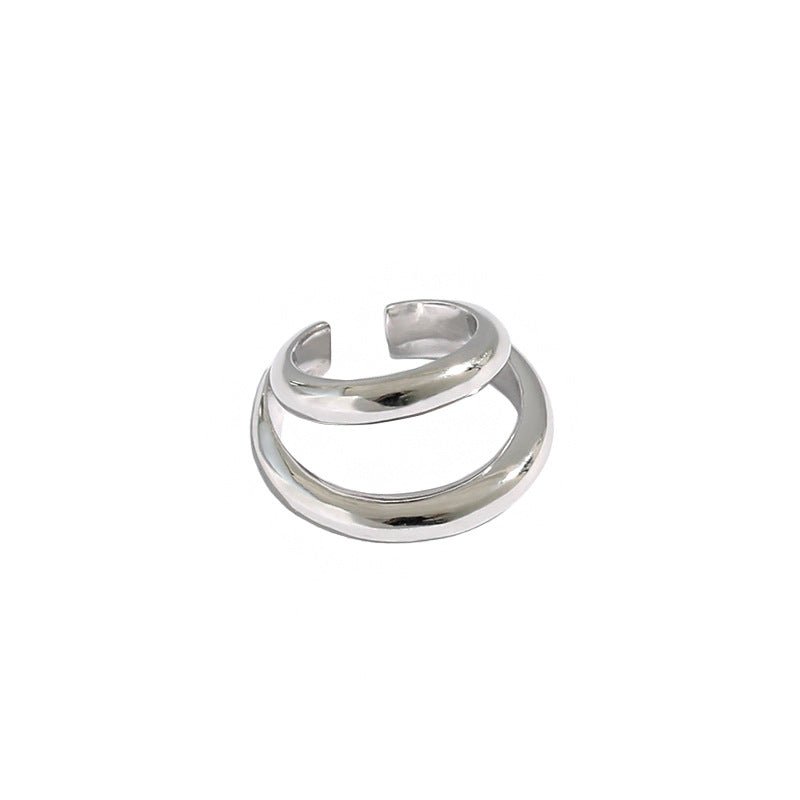 Fashion Double Layer Circle 925 Sterling Silver Non-Pierced Earring(Single) - KIAHMILLA