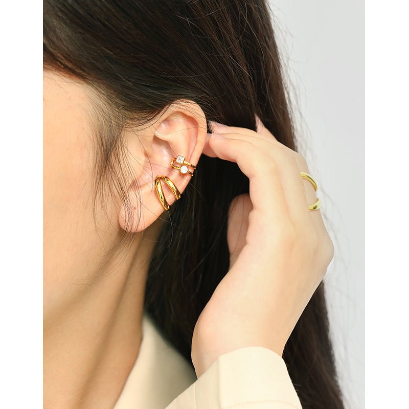 Fashion Double Layer Circle 925 Sterling Silver Non-Pierced Earring(Single) - KIAHMILLA