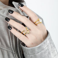Fashion Double Layers Irregular Natural Baroque Pearl 925 Sterling Silver Adjustable Ring - KIAHMILLA