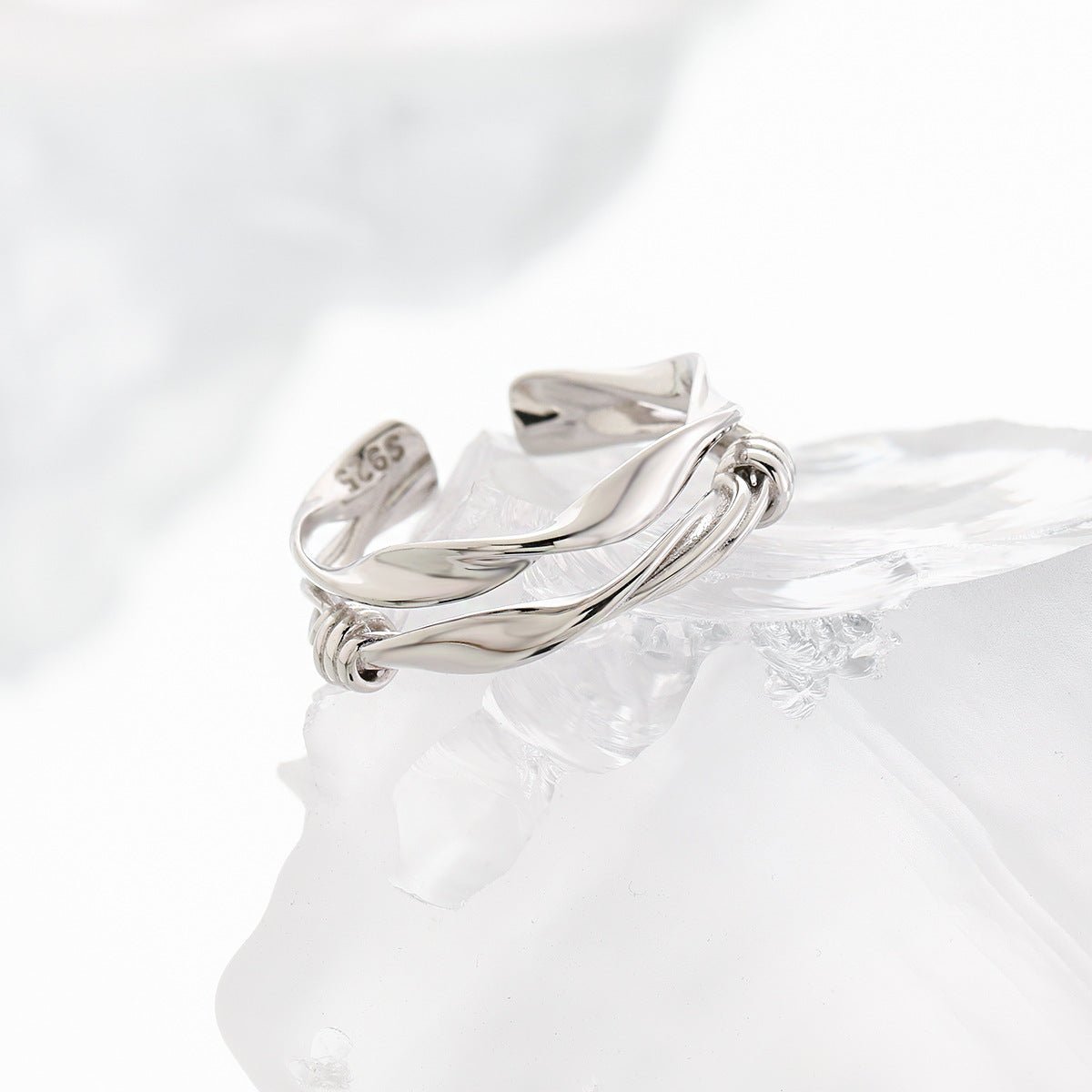 Fashion Double Layers Twisted Knot 925 Sterling Silver Adjustable Ring - KIAHMILLA