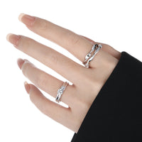 Fashion Double Layers Twisted Knot 925 Sterling Silver Adjustable Ring - KIAHMILLA