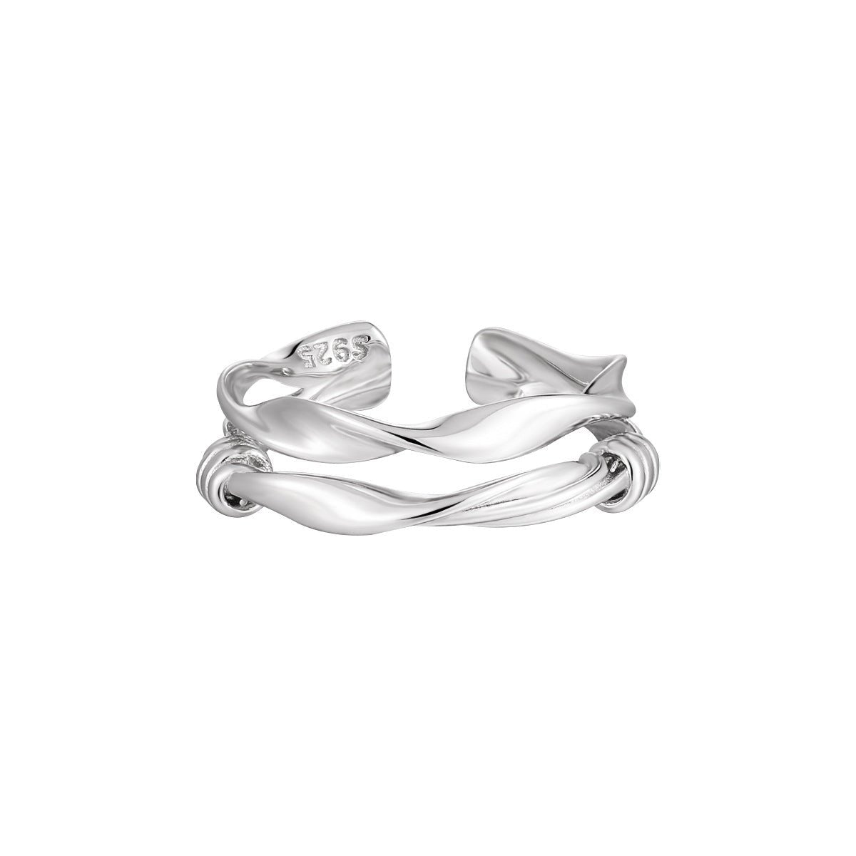 Fashion Double Layers Twisted Knot 925 Sterling Silver Adjustable Ring - KIAHMILLA
