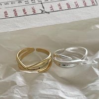 Fashion Double Layers X Shape Cross 925 Sterling Silver Adjustable Ring - KIAHMILLA