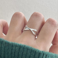 Fashion Double Layers X Shape Cross 925 Sterling Silver Adjustable Ring - KIAHMILLA
