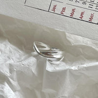 Fashion Double Layers X Shape Cross 925 Sterling Silver Adjustable Ring - KIAHMILLA