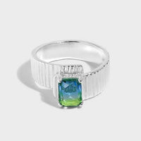 Fashion Fading Emerald Gear 925 Sterling Silver Adjustable Ring - KIAHMILLA