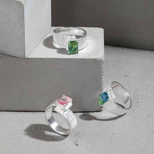 Fashion Fading Emerald Gear 925 Sterling Silver Adjustable Ring - KIAHMILLA