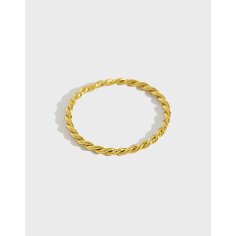 Fashion Geometric Line Jewelry Minimalist Twisted Rope Texture S925 Sterling Silver Stacking Ring - KIAHMILLA