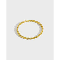 Fashion Geometric Line Jewelry Minimalist Twisted Rope Texture S925 Sterling Silver Stacking Ring - KIAHMILLA