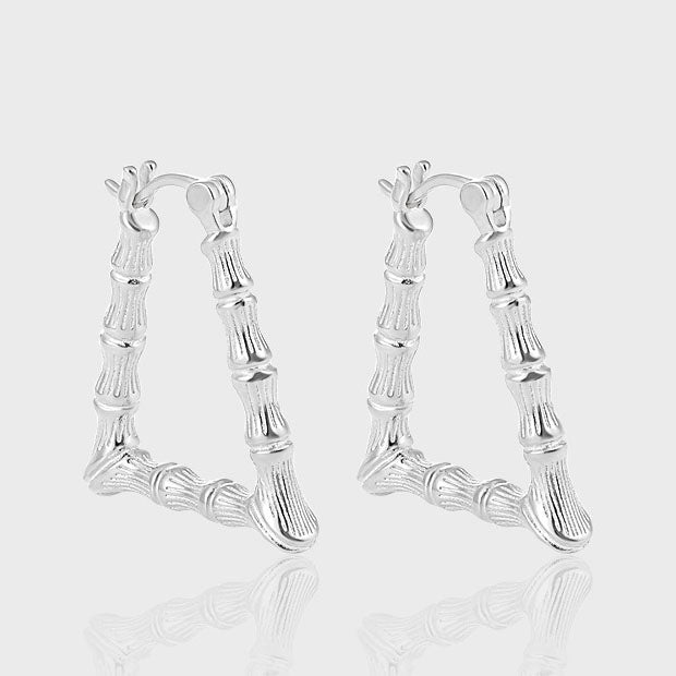 Fashion Geometry Bamboo Triangle 925 Sterling Silver Hoop Earrings - KIAHMILLA