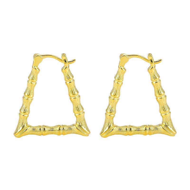 Fashion Geometry Bamboo Triangle 925 Sterling Silver Hoop Earrings - KIAHMILLA