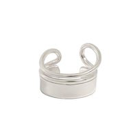 Fashion Geometry Double Lines Wide 925 Sterling Silver Adjustable Ring - KIAHMILLA