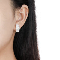 Fashion Geometry Irregular Rectangle Paper 925 Sterling Silver Stud Earrings - KIAHMILLA