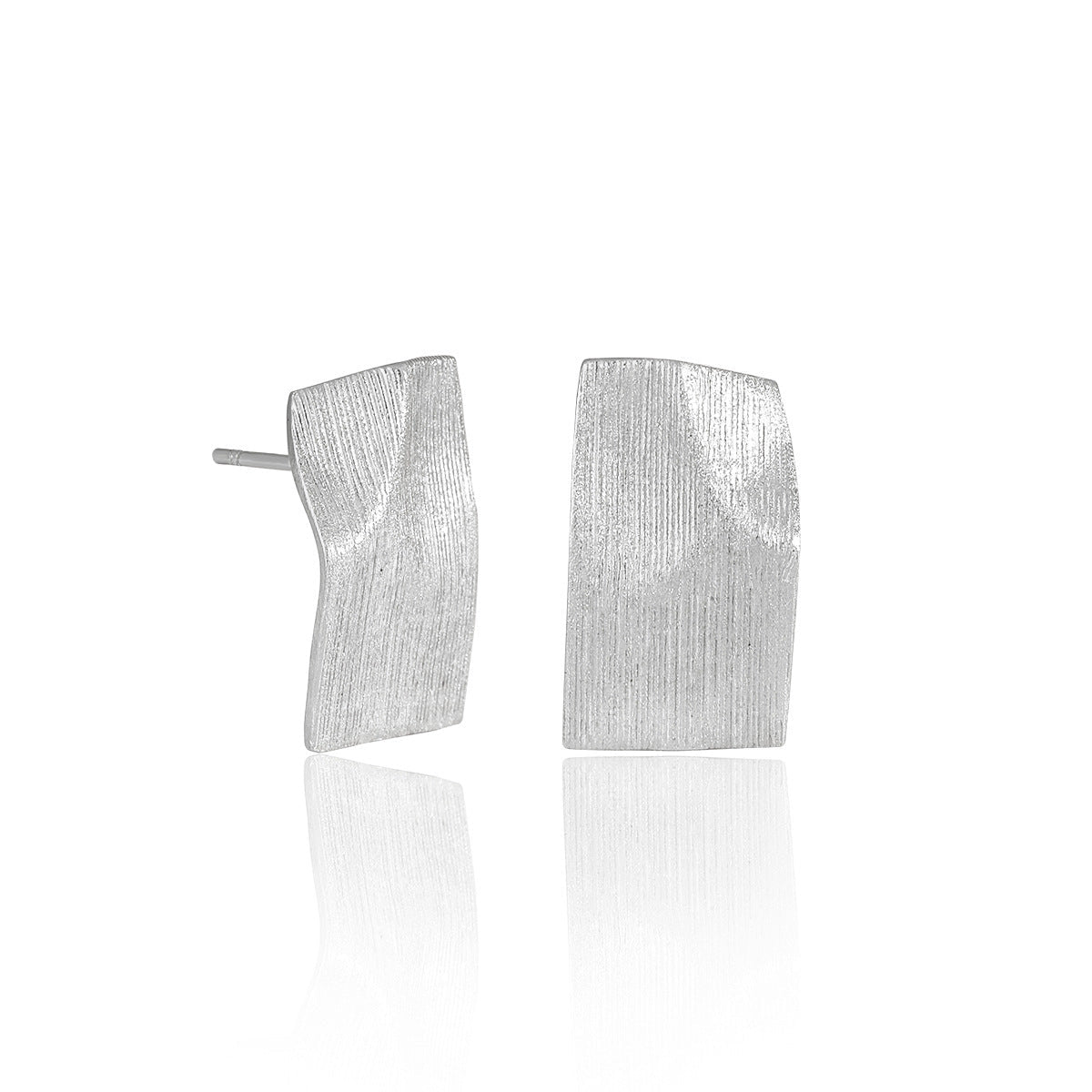 Fashion Geometry Irregular Rectangle Paper 925 Sterling Silver Stud Earrings - KIAHMILLA