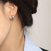 Fashion Geometry Round Ball 925 Sterling Silver Hoop Earrings - KIAHMILLA