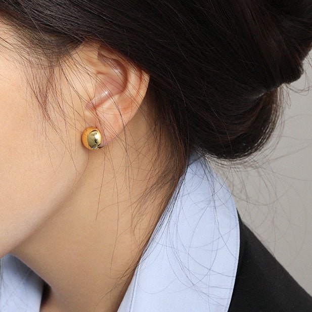 Fashion Geometry Round Ball 925 Sterling Silver Hoop Earrings - KIAHMILLA