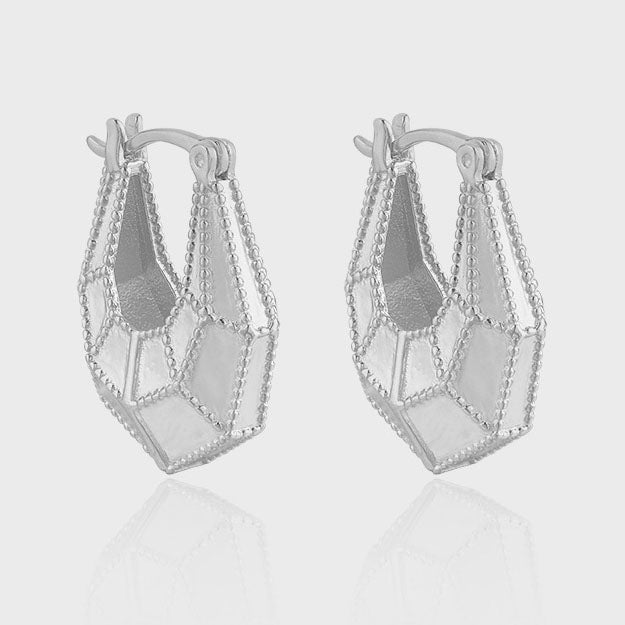 Fashion Geometry Section Bag 925 Sterling Silver Hoop Earrings - KIAHMILLA
