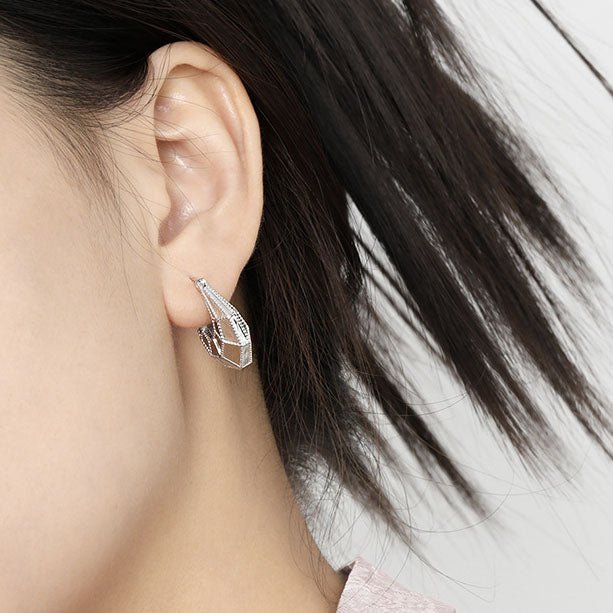 Fashion Geometry Section Bag 925 Sterling Silver Hoop Earrings - KIAHMILLA