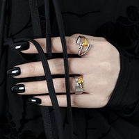 Fashion Gold Silver Geomtry Hollow Cross 925 Sterling Silver Adjustable Ring - KIAHMILLA