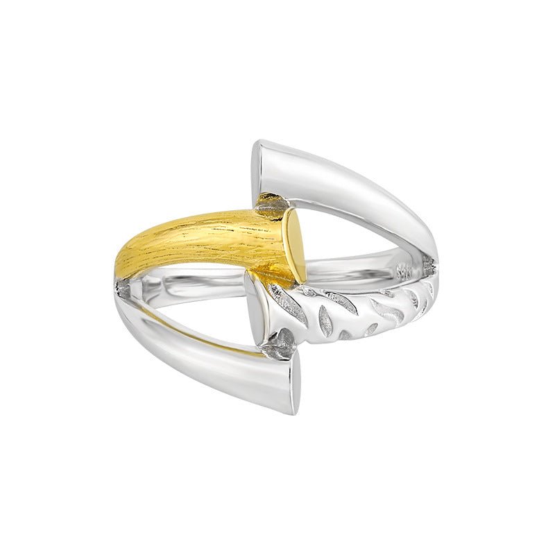 Fashion Gold Silver Geomtry Hollow Cross 925 Sterling Silver Adjustable Ring - KIAHMILLA