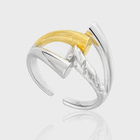 Fashion Gold Silver Geomtry Hollow Cross 925 Sterling Silver Adjustable Ring - KIAHMILLA