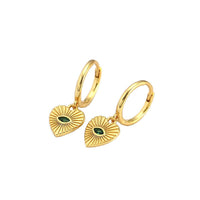 Fashion Green CZ Devil Eye Hearts 925 Sterling Silver Drop Dangling Earrings - KIAHMILLA