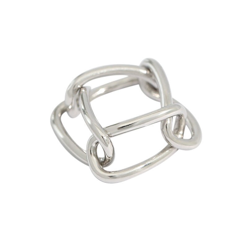 Fashion Hollow Paperclip Chain 925 Sterling Silver Ring - KIAHMILLA