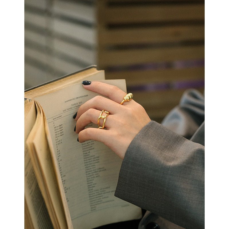 Fashion Hollow Paperclip Chain 925 Sterling Silver Ring - KIAHMILLA