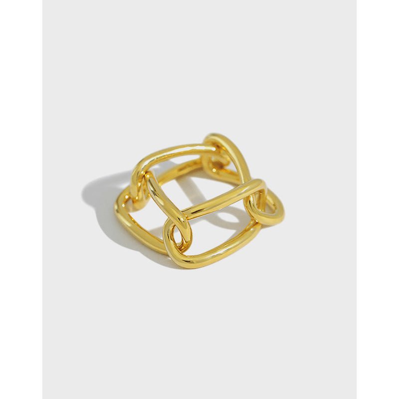 Fashion Hollow Paperclip Chain 925 Sterling Silver Ring - KIAHMILLA