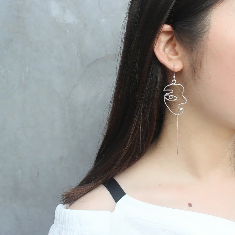 Fashion Human Face 925 Sterling Silver Dangle Hook Earrings - KIAHMILLA