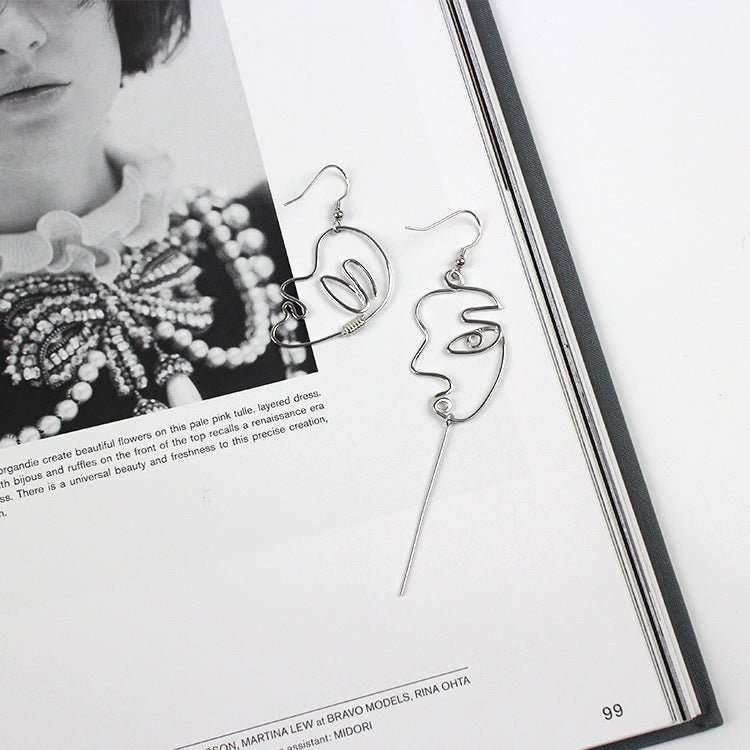 Fashion Human Face 925 Sterling Silver Dangle Hook Earrings - KIAHMILLA