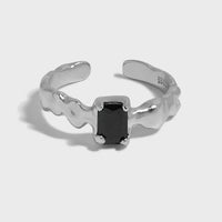 Fashion Irregular Black Geometry CZ 925 Sterling Silver Adjustable Ring - KIAHMILLA