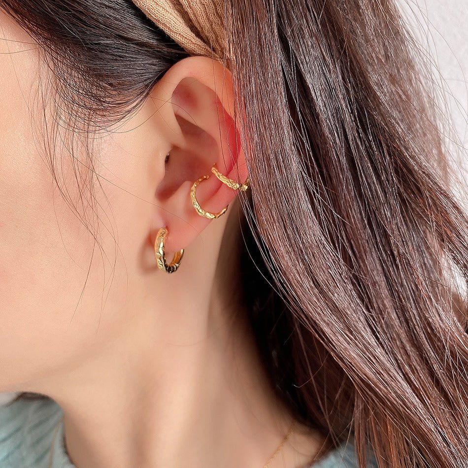 Fashion Irregular Burned 925 Sterling Silver Non-Pierced Earring(Single) - KIAHMILLA